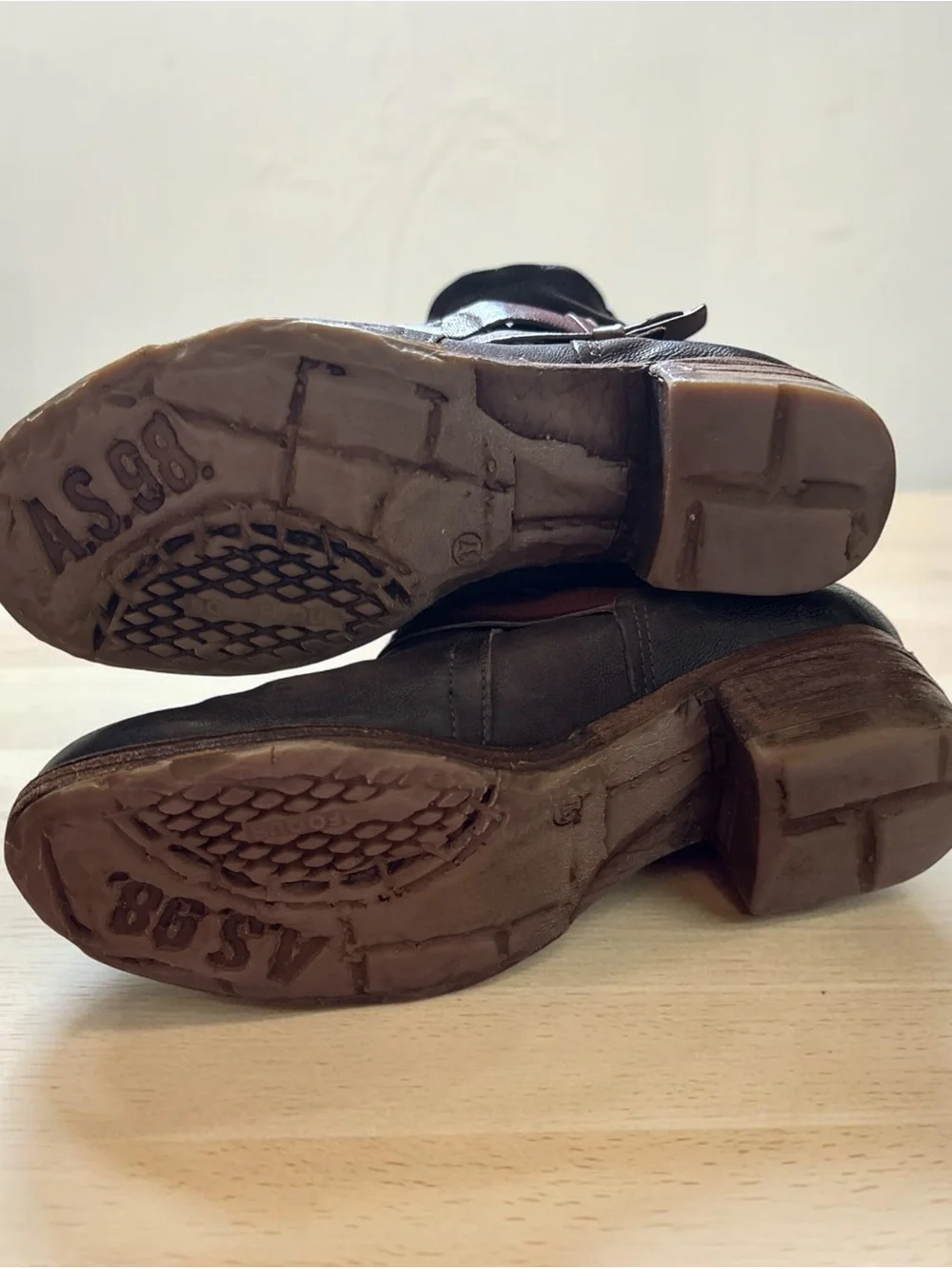 A.S.98 Brown Leather Ankle Boots with Buckle Straps